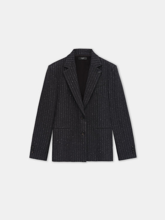 WOMEN - WOMEN'S SEQUIN PINSTRIPE BLAZER - Dark Grey