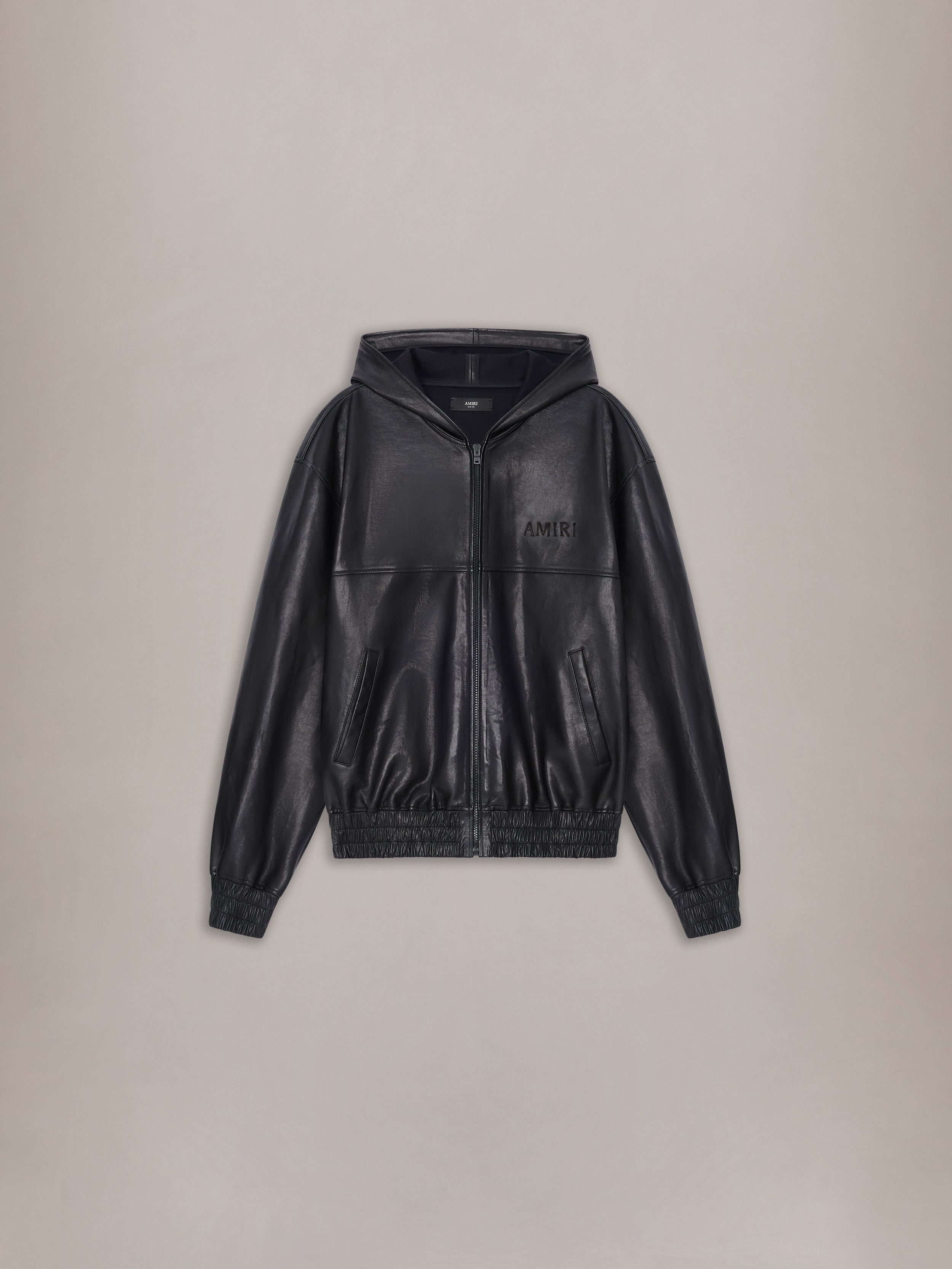 LEATHER OVERSIZED ZIP HOODIE - Black – AMIRI