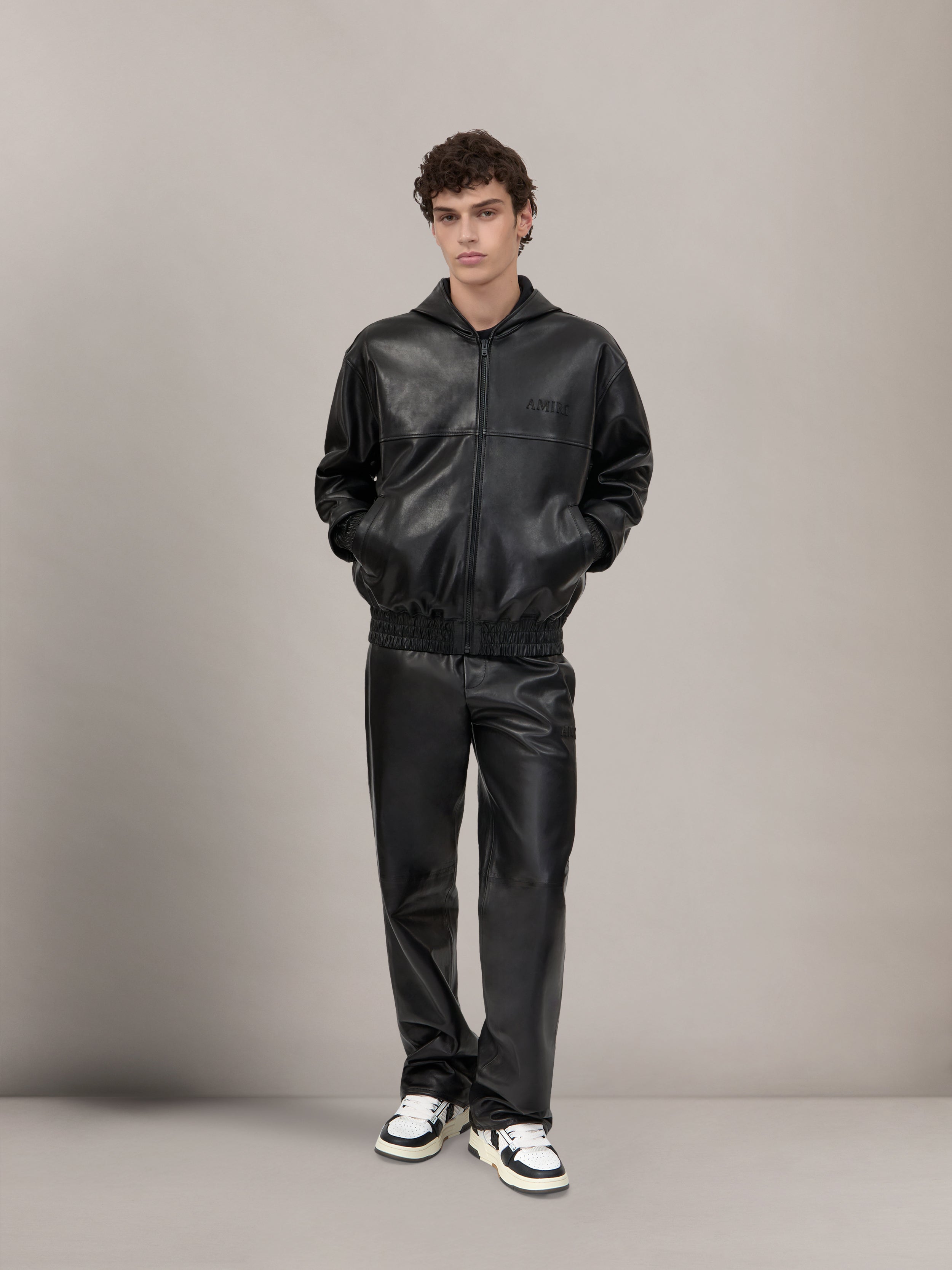 LEATHER OVERSIZED ZIP HOODIE - Black – AMIRI
