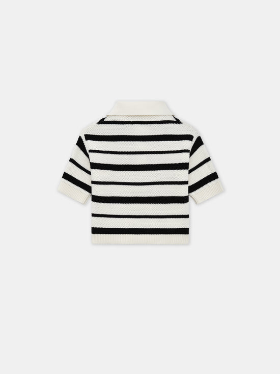 WOMEN - WOMEN'S MA STRIPED POLO - Black Alabaster