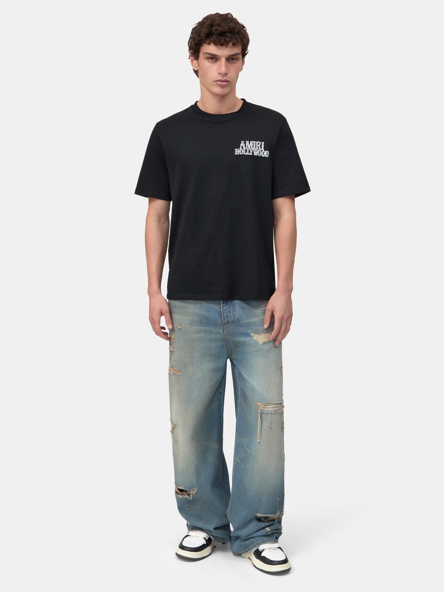 BONES STUDDED BAGGY JEAN - Driftwood Blue - AMIRI