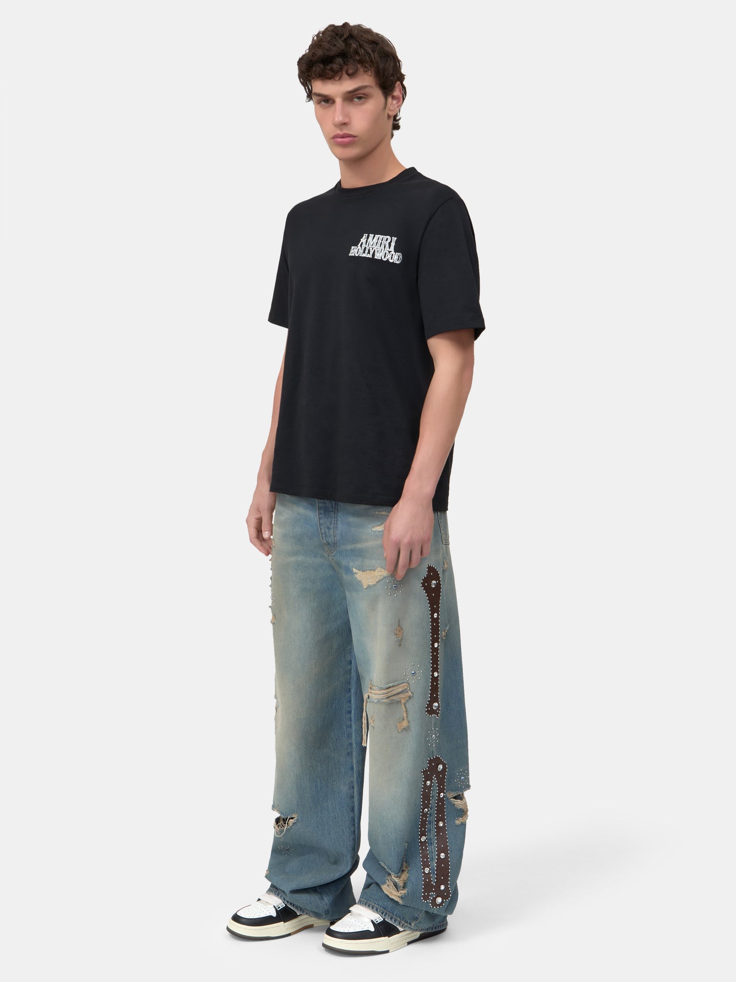 BONES STUDDED BAGGY JEAN - Driftwood Blue - AMIRI