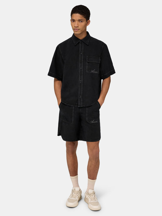 SCRIPT LINEN GD PKT SS SHIRT - Black - AMIRI
