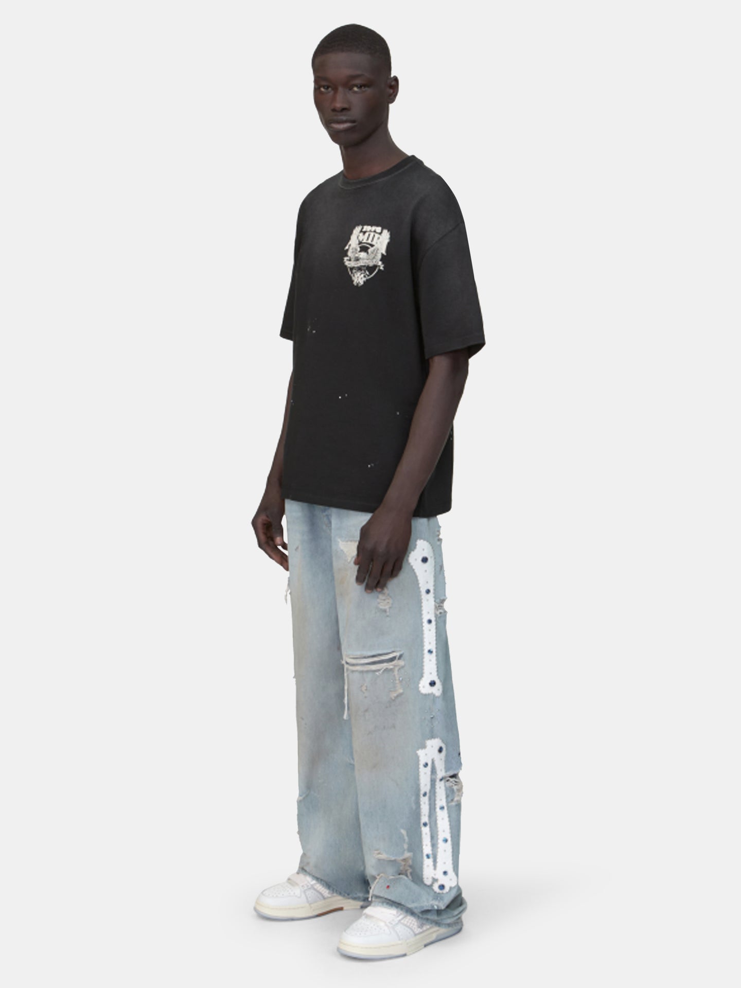 BONES STUDDED BAGGY JEAN - Perfect Antique Indigo - AMIRI