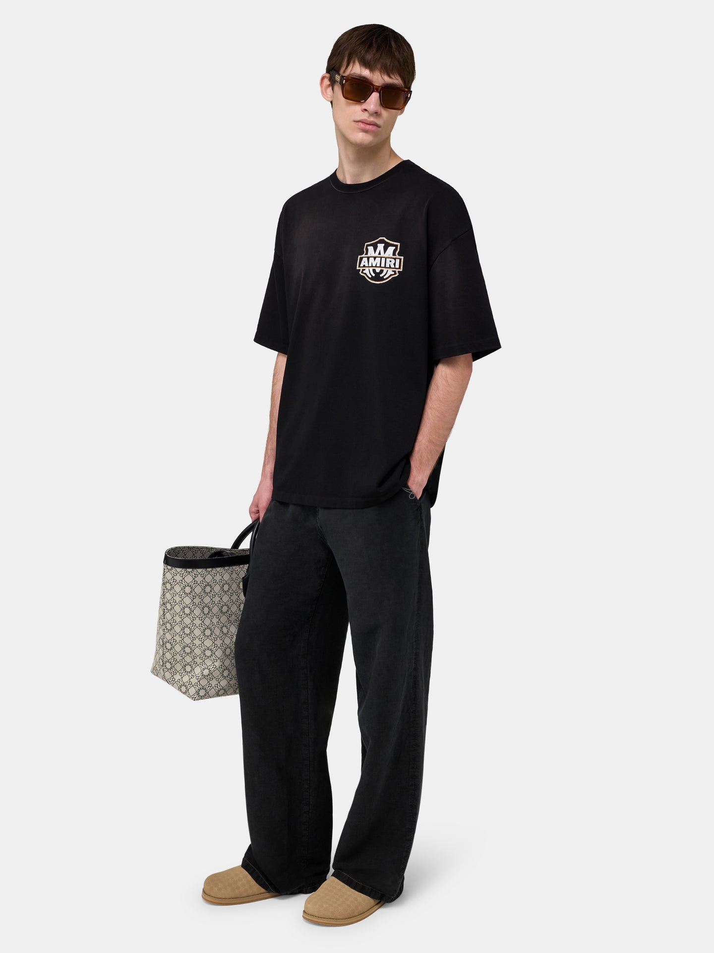 SCRIPT LINEN GD CASUAL PANT - Black - AMIRI