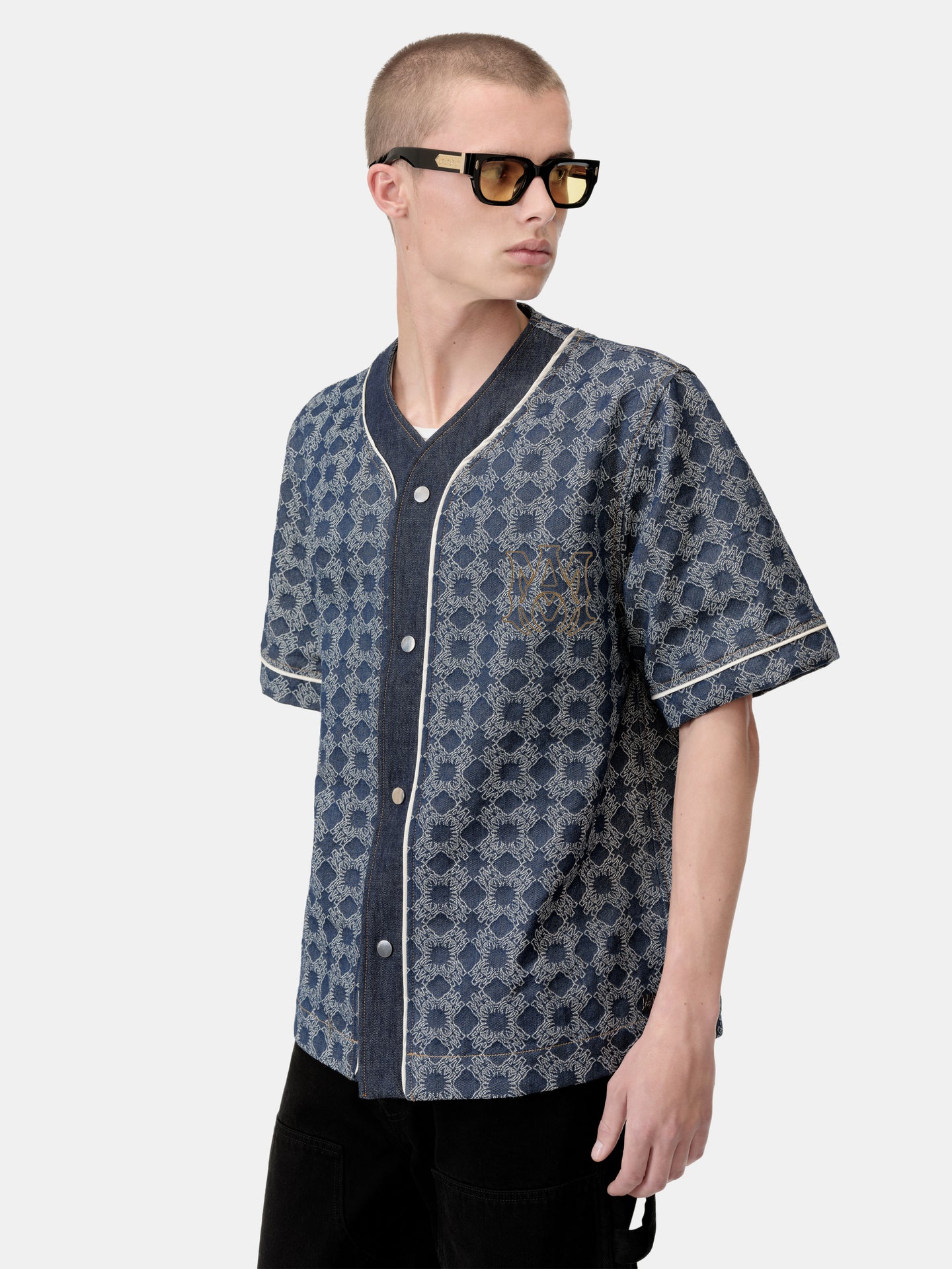 MA QUAD DENIM BASEBALL SHIRT - Raw Indigo - AMIRI