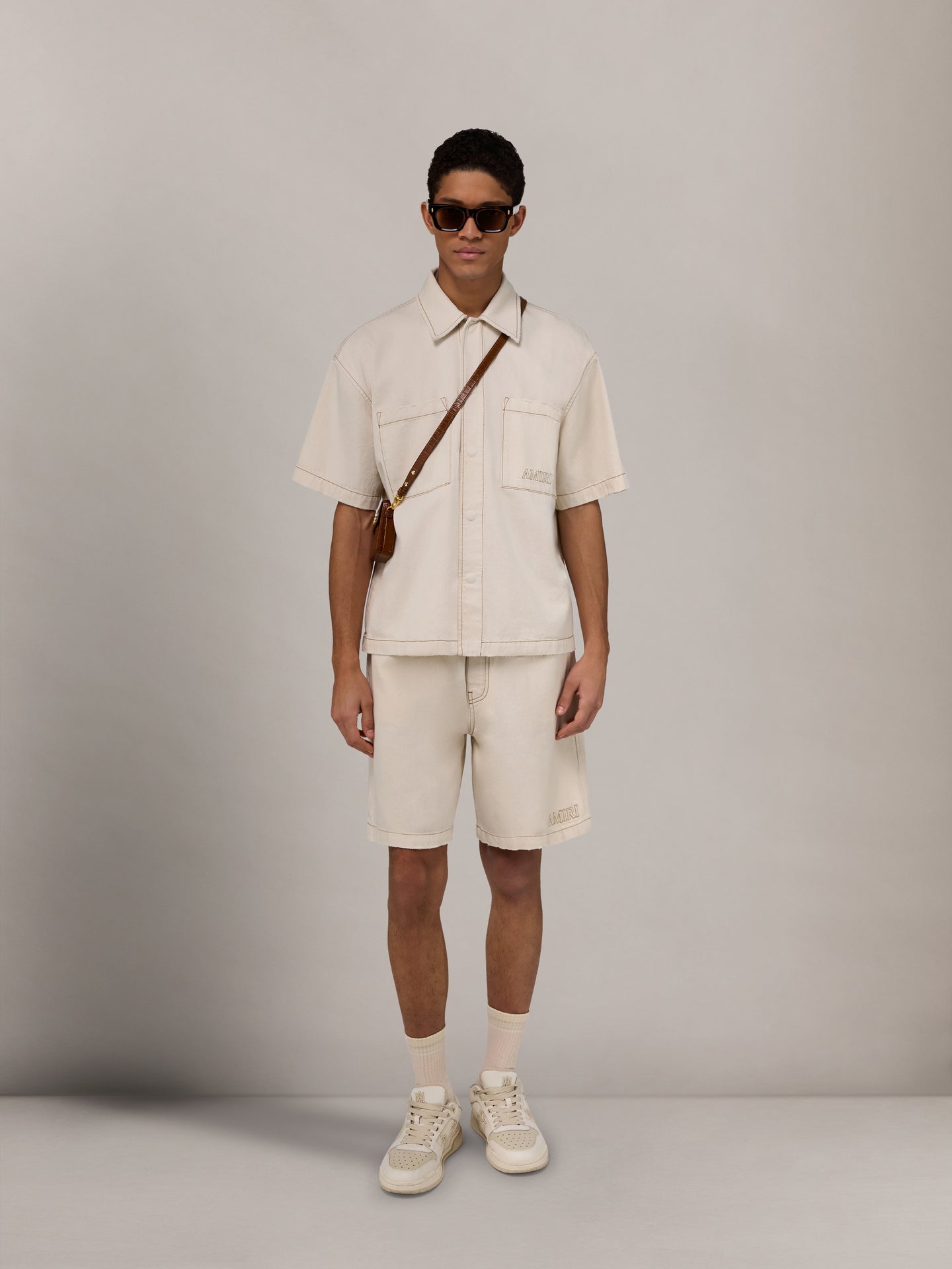 DRAWSTRING DENIM SHORT - Ecru - AMIRI