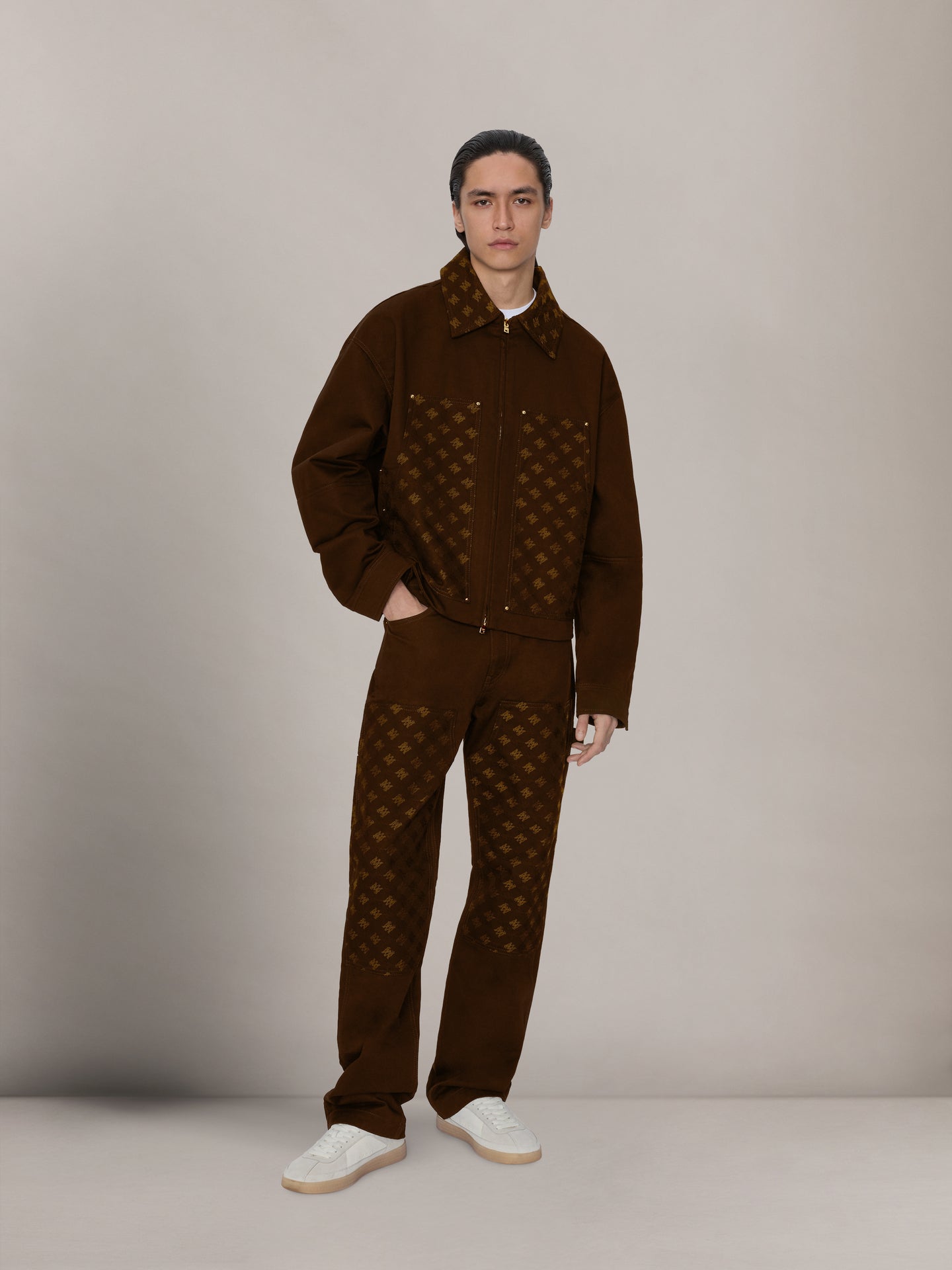 MA QUAD JACQUARD WORK JACKET - Dark Brown - AMIRI