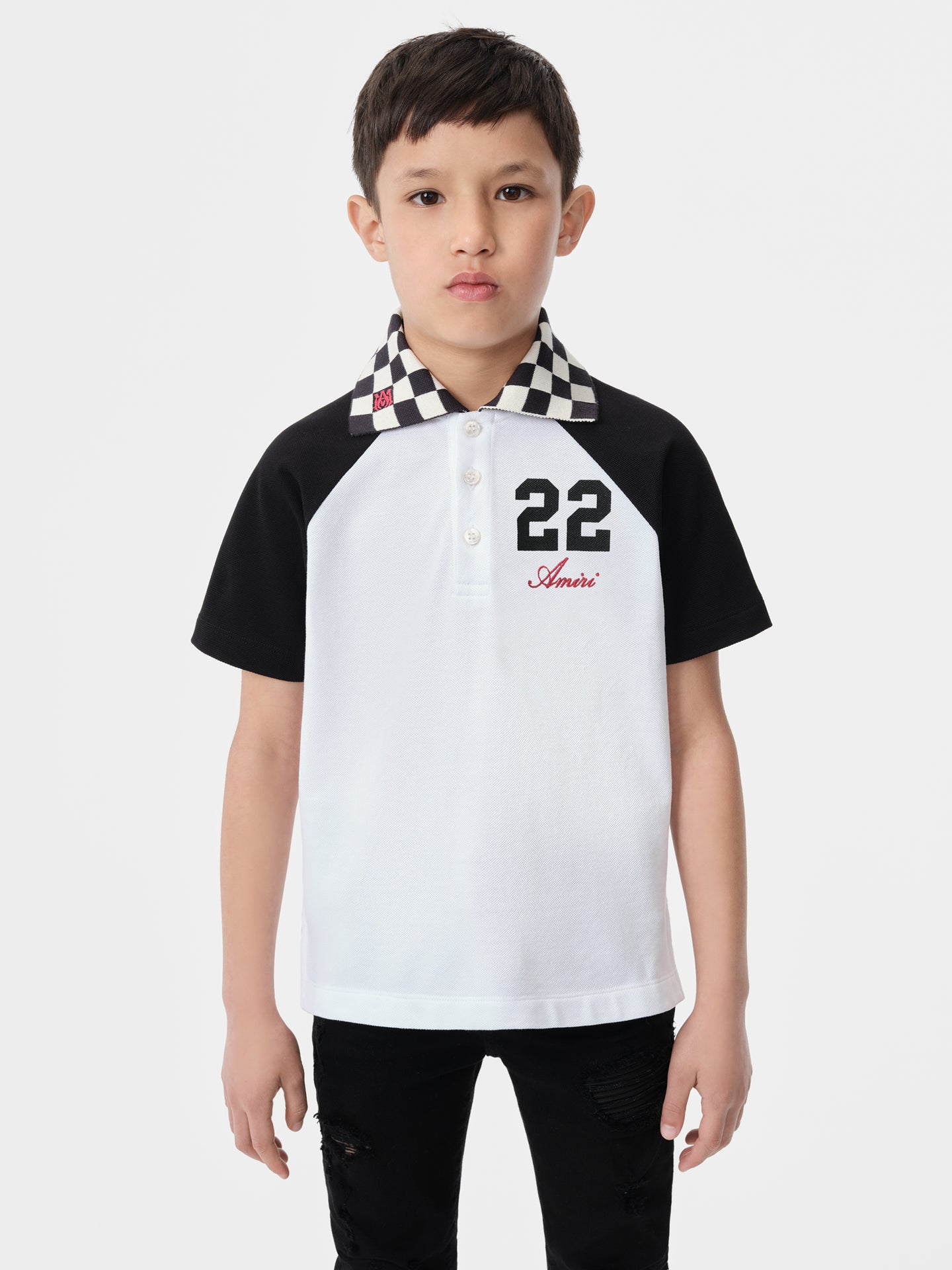 KIDS - KIDS' MA CHECKERED 22 POLO - White Black