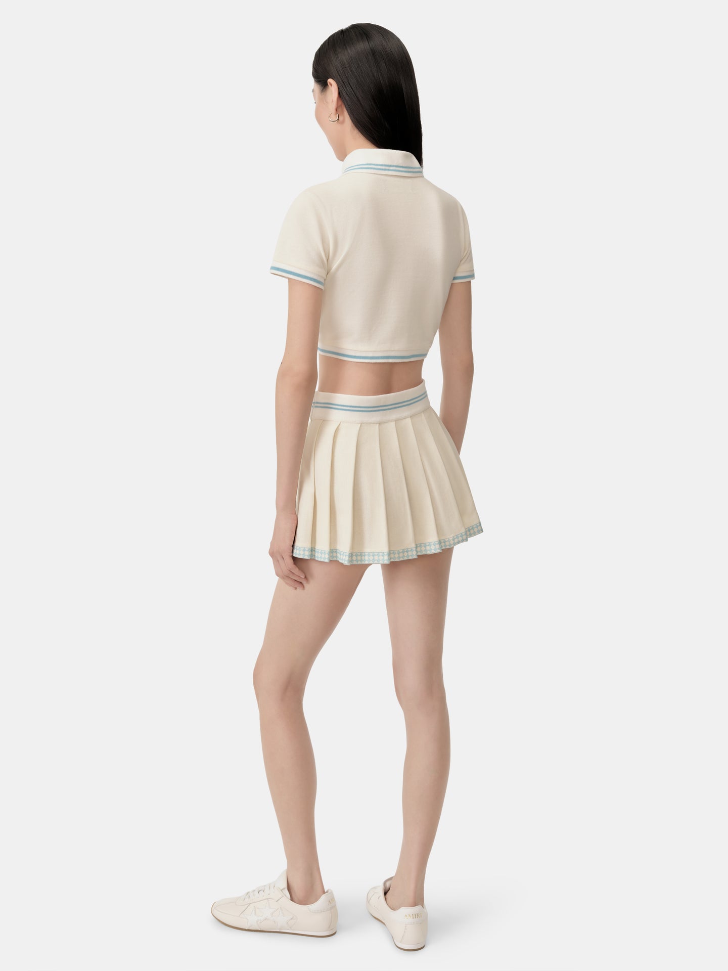 WOMEN - WOMEN'S AMIRI BOX SCRIPT CROPPED POLO - Ice Blue