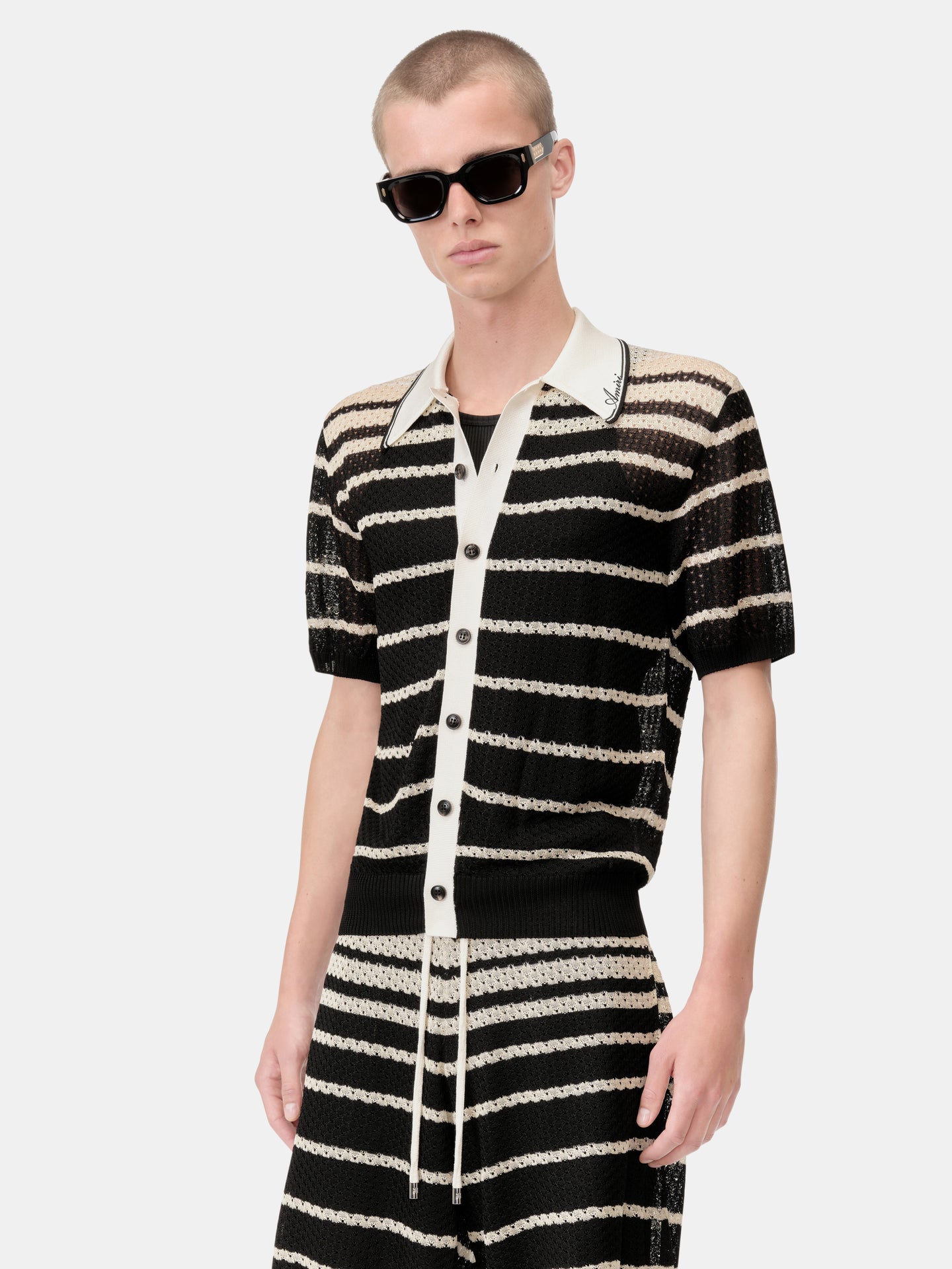 STRIPED BUTTON DOWN SHIRT - Black - AMIRI