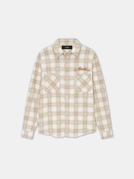 BLEACH BANDANA PATCH FLANNEL - Light Camel - AMIRI