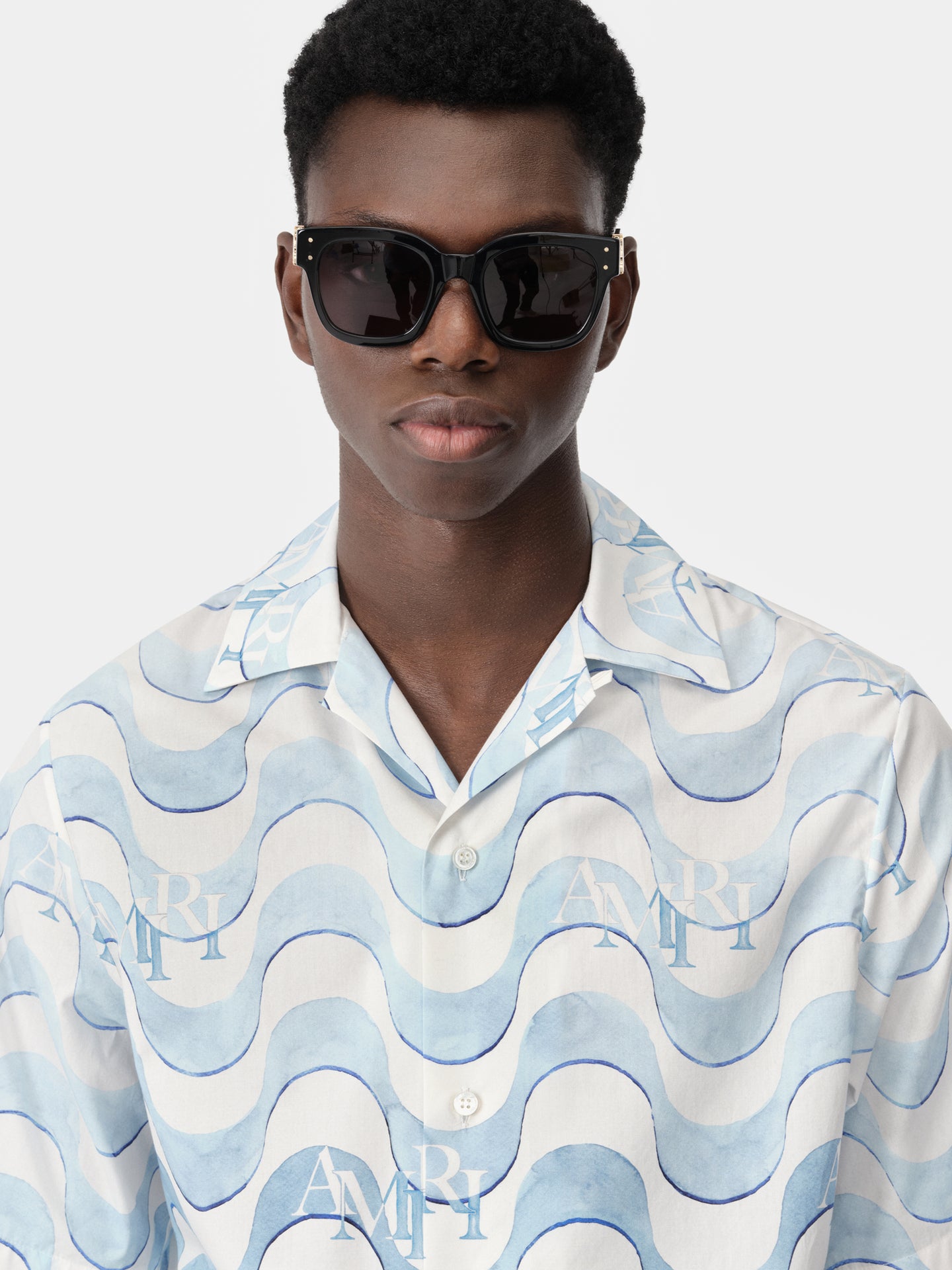 AMIRI STAGGERED WAVE SHIRT - Cerulean