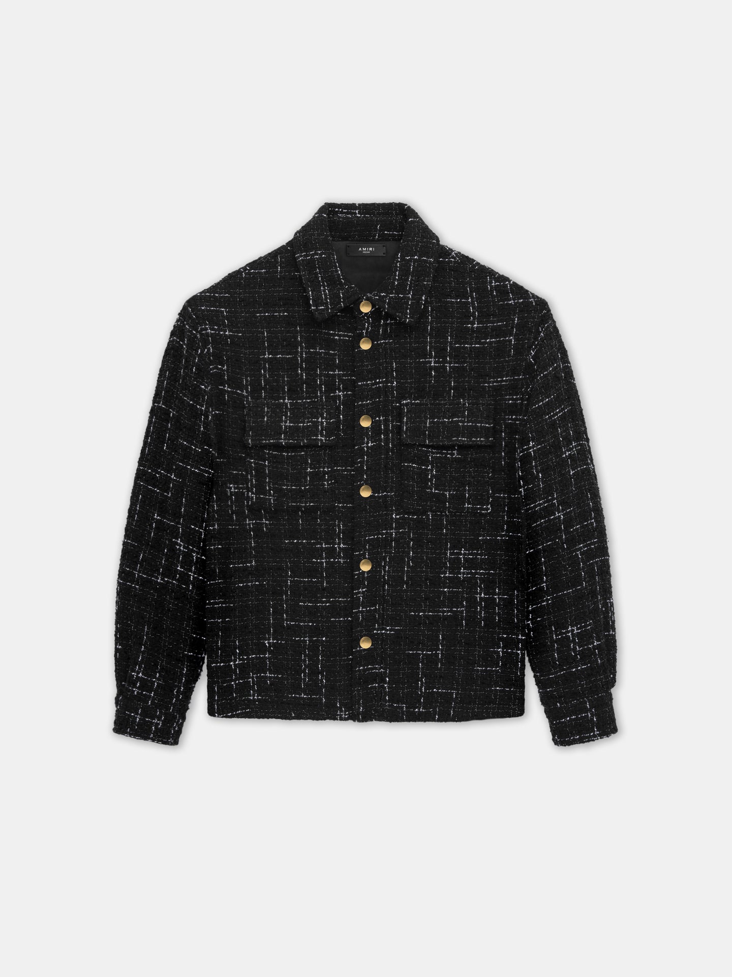 FLECK TWEED PADDED OVERSHIRT - Black