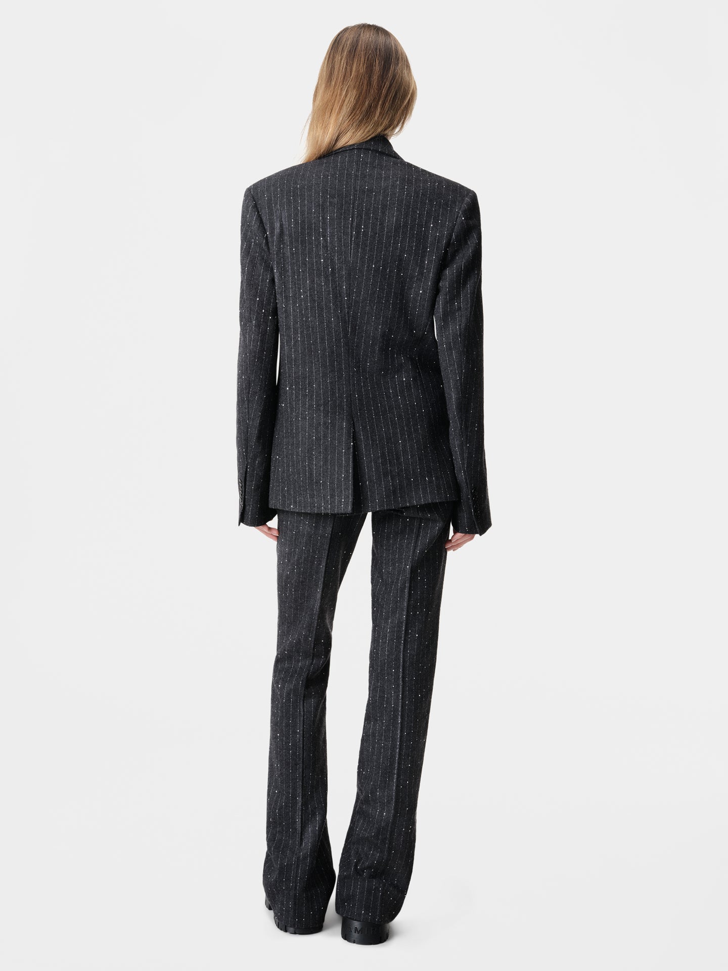 WOMEN - WOMEN'S SEQUIN PINSTRIPE KICK FLARE - Dark Grey