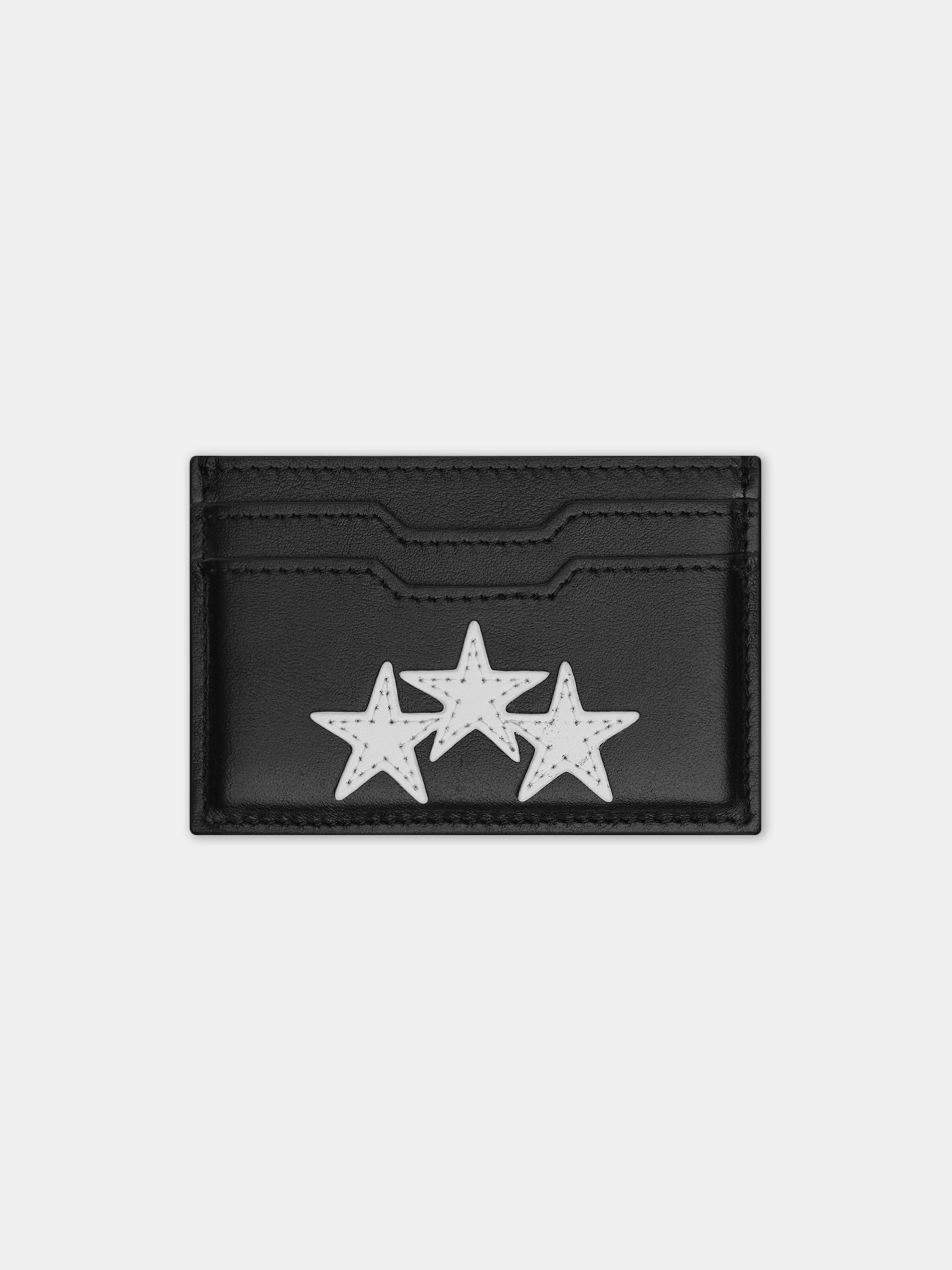 Product THREE STAR LEATHER CARD HOLDER - Black featured image