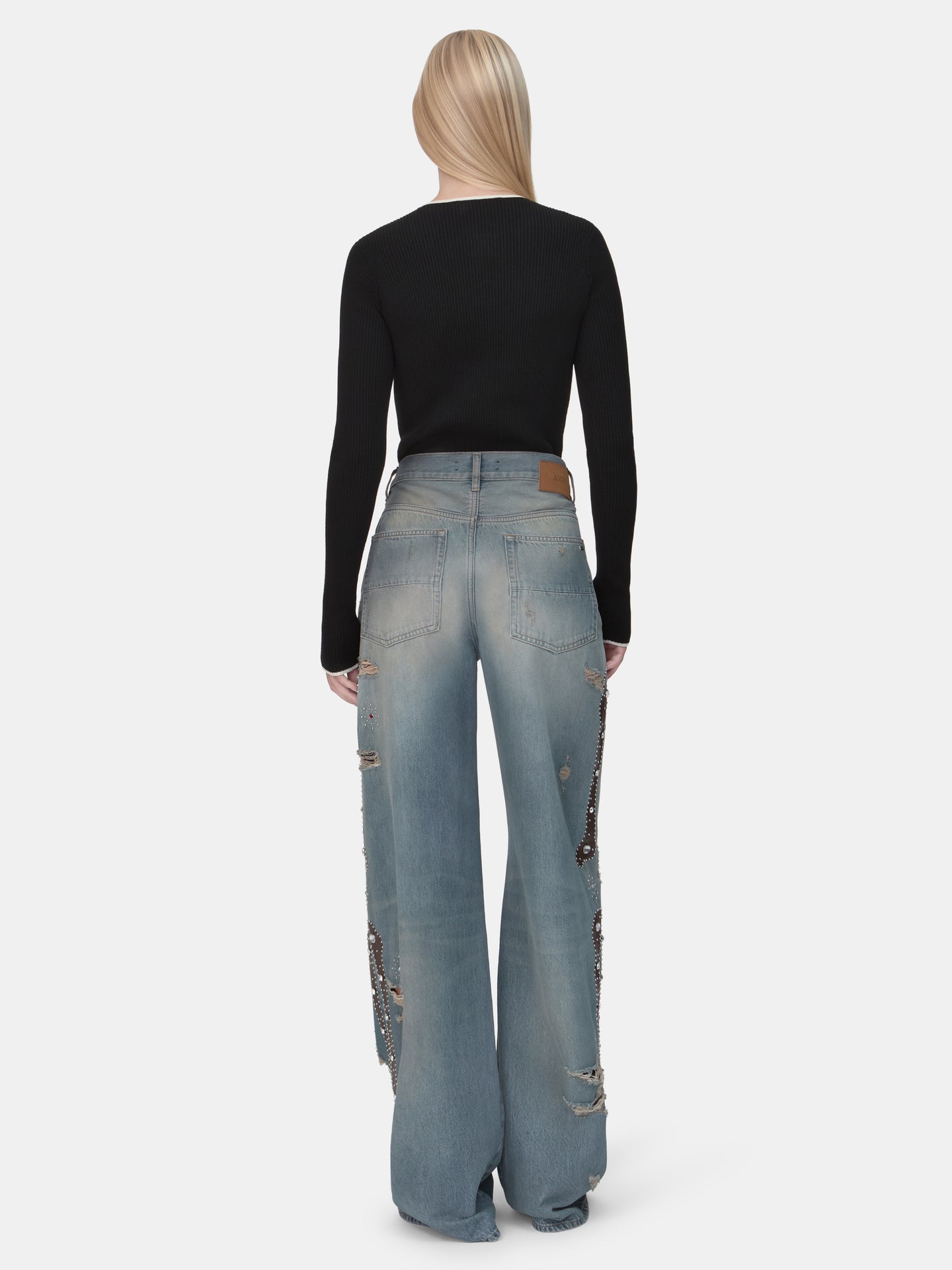 WOMEN - WOMEN'S BONES STUDDED JEAN - DRIFTWOOD BLUE - AMIRI