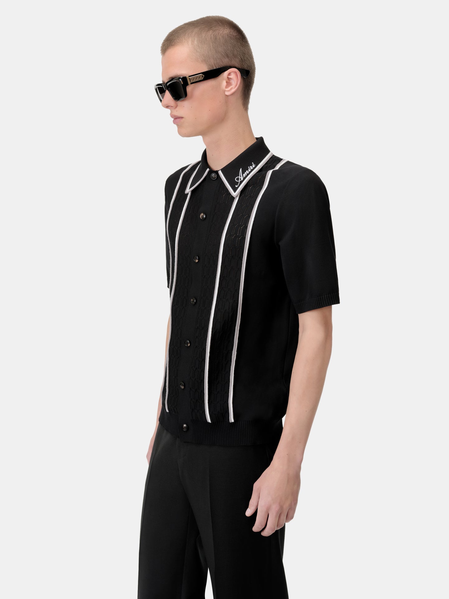 AMIRI SCRIPT STRIPE SHIRT - Black - AMIRI