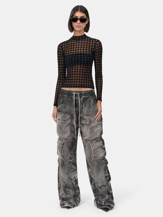 WOMEN - WOMEN'S MA QUAD FLOCKED TOP - Black - AMIRI