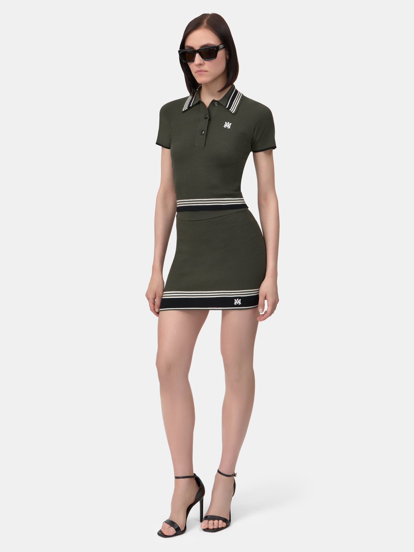 WOMEN - WOMEN'S MA STRIPE MINI SKIRT - Dark Sage - AMIRI