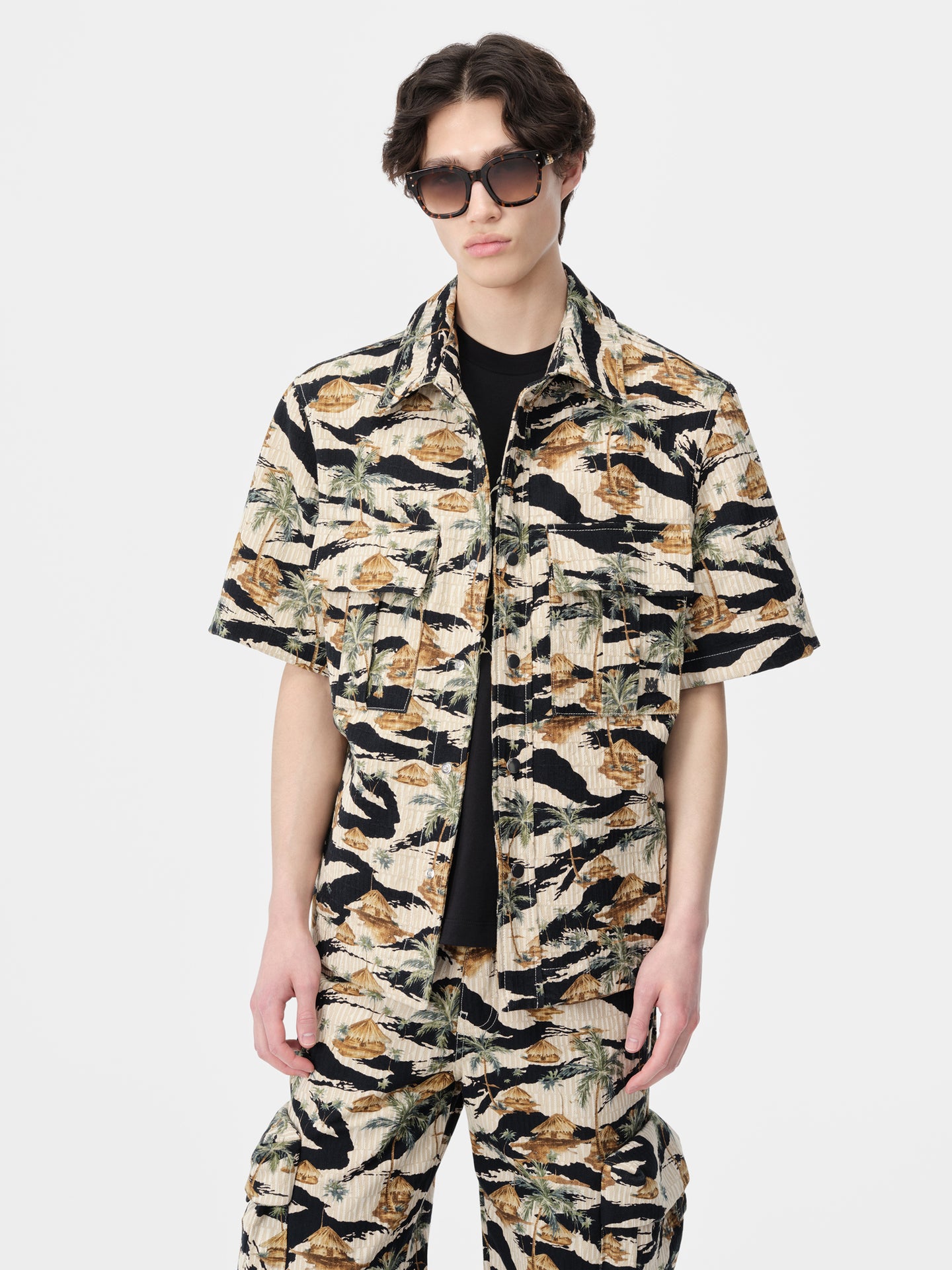 AMIRI REPEAT PALM CAMP SHIRT - Mojave Desert