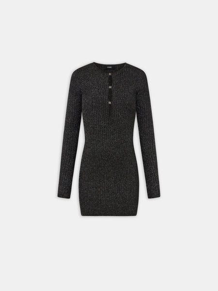 hardware detail a-line mini dress in black Black Mini Dress