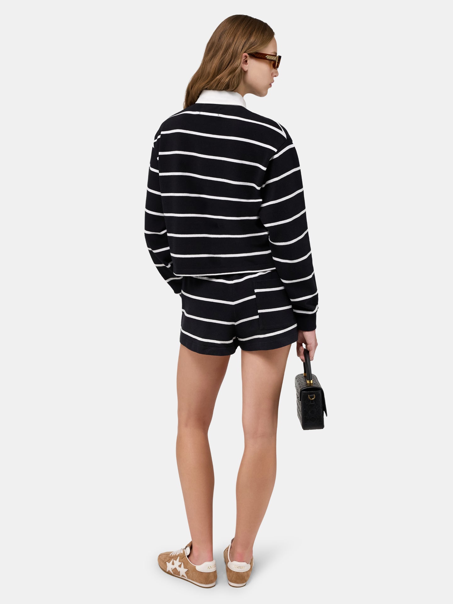 WOMEN - WOMEN'S STRIPED LS POLO - Black - AMIRI