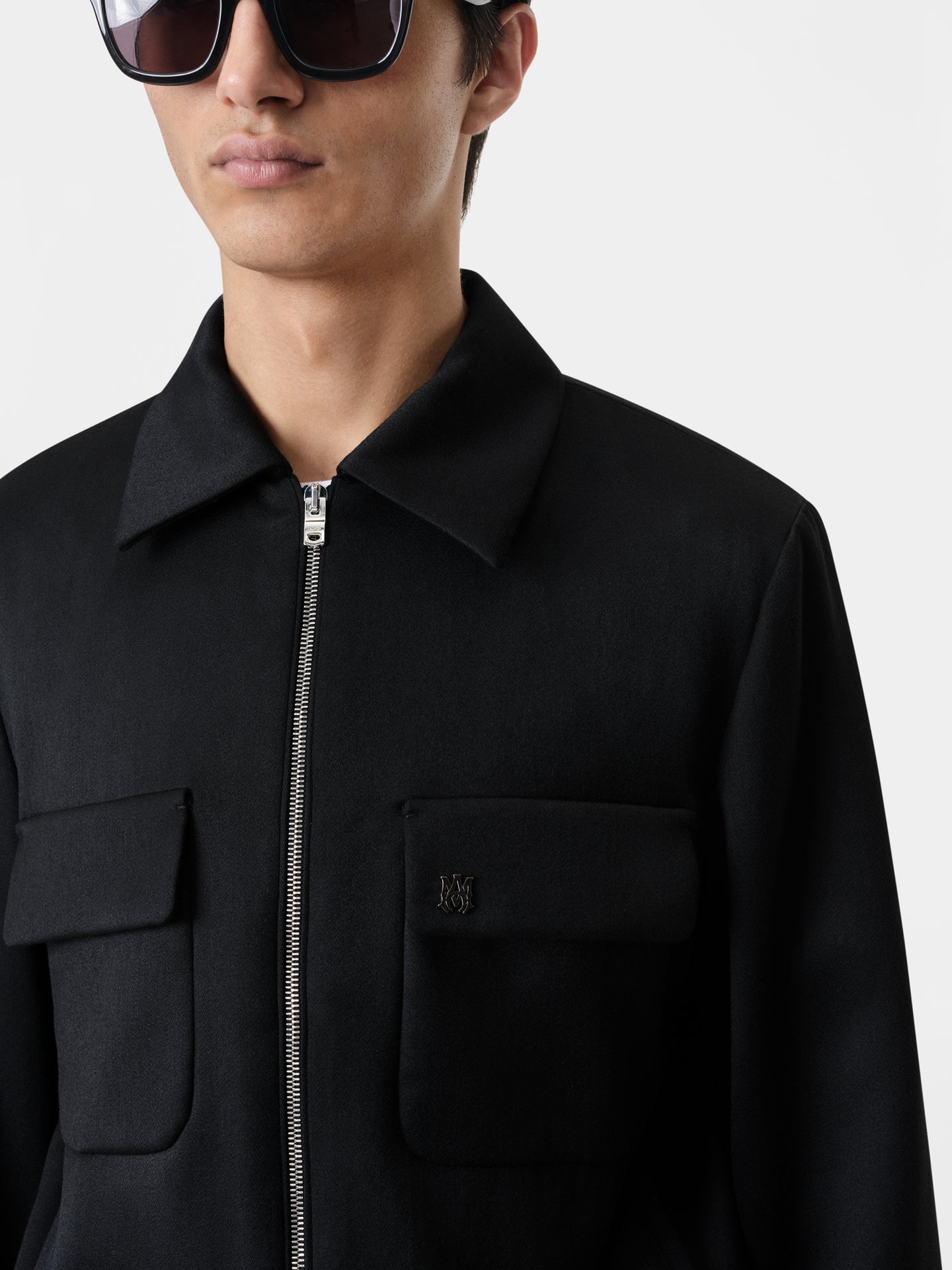 DOUBLE POCKET ZIP BLOUSON-BLACK