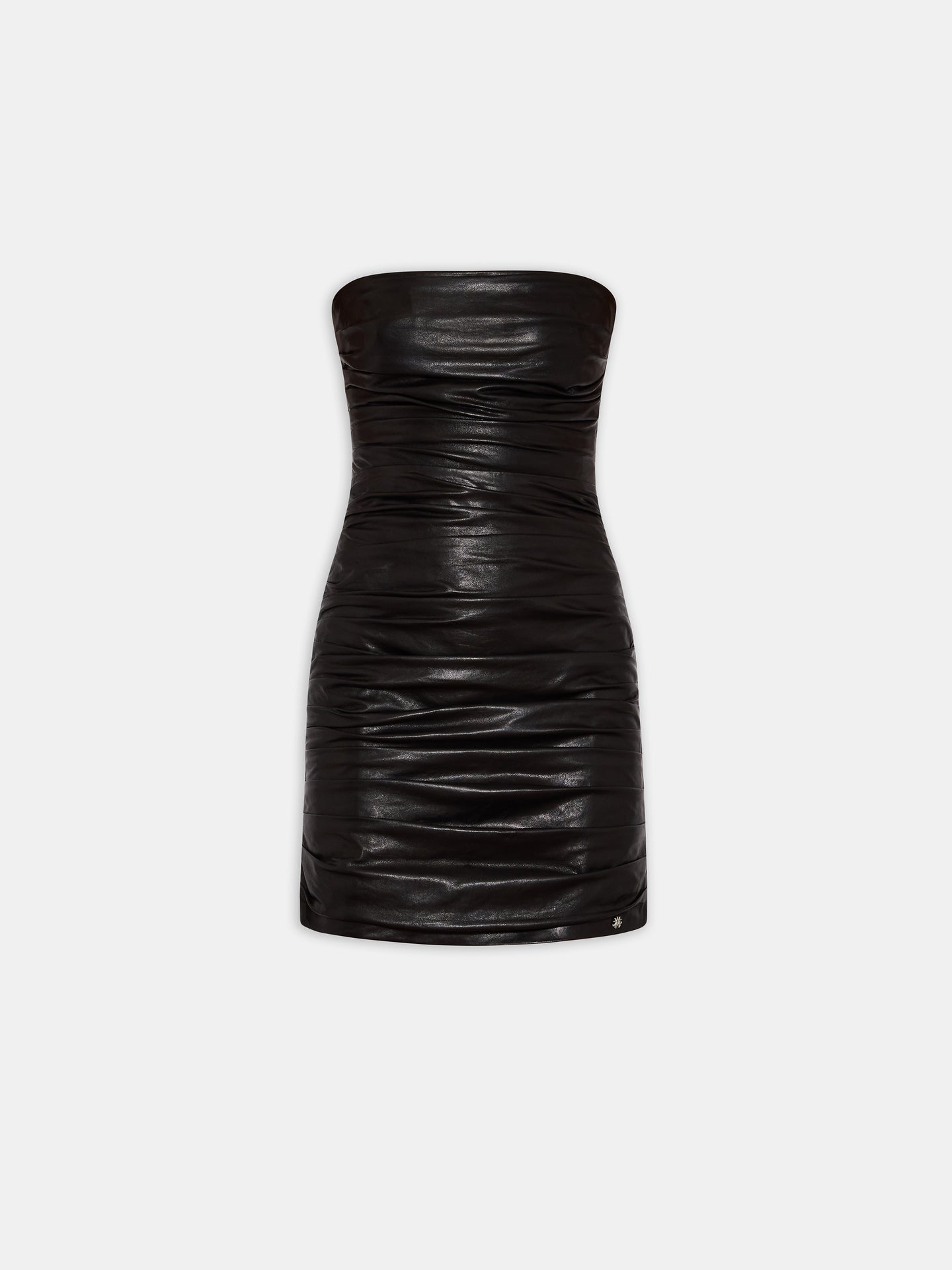 WOMEN - WOMEN'S ROUCHED LEATHER MINI DRESS - Black - AMIRI