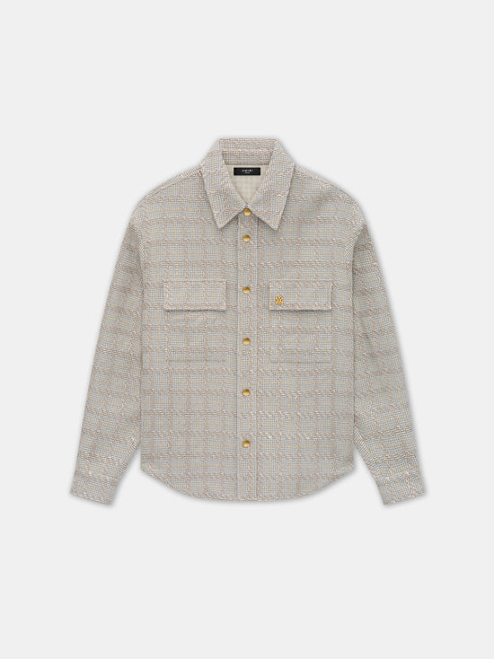 CHECK BOUCLE PADDED OVERSHIRT - Pale Mint