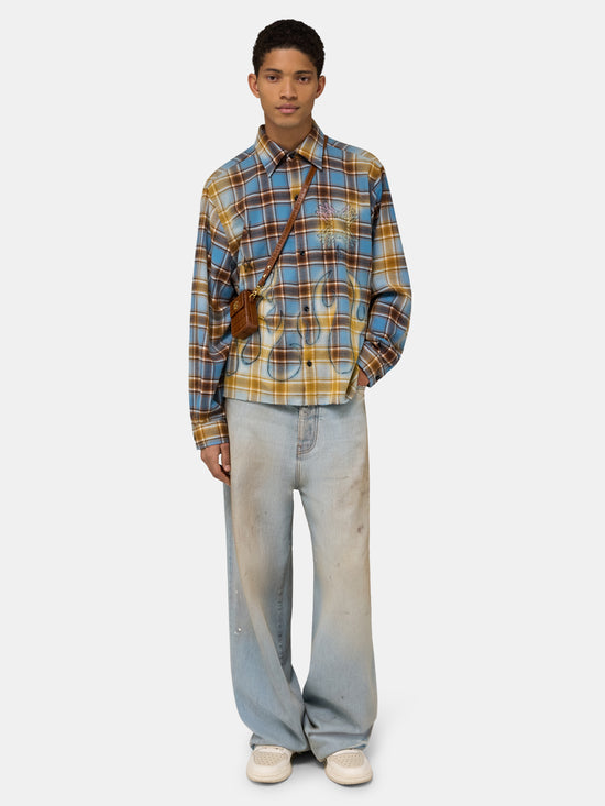 MA QUAD BLEACHED FLANNEL - Blue - AMIRI