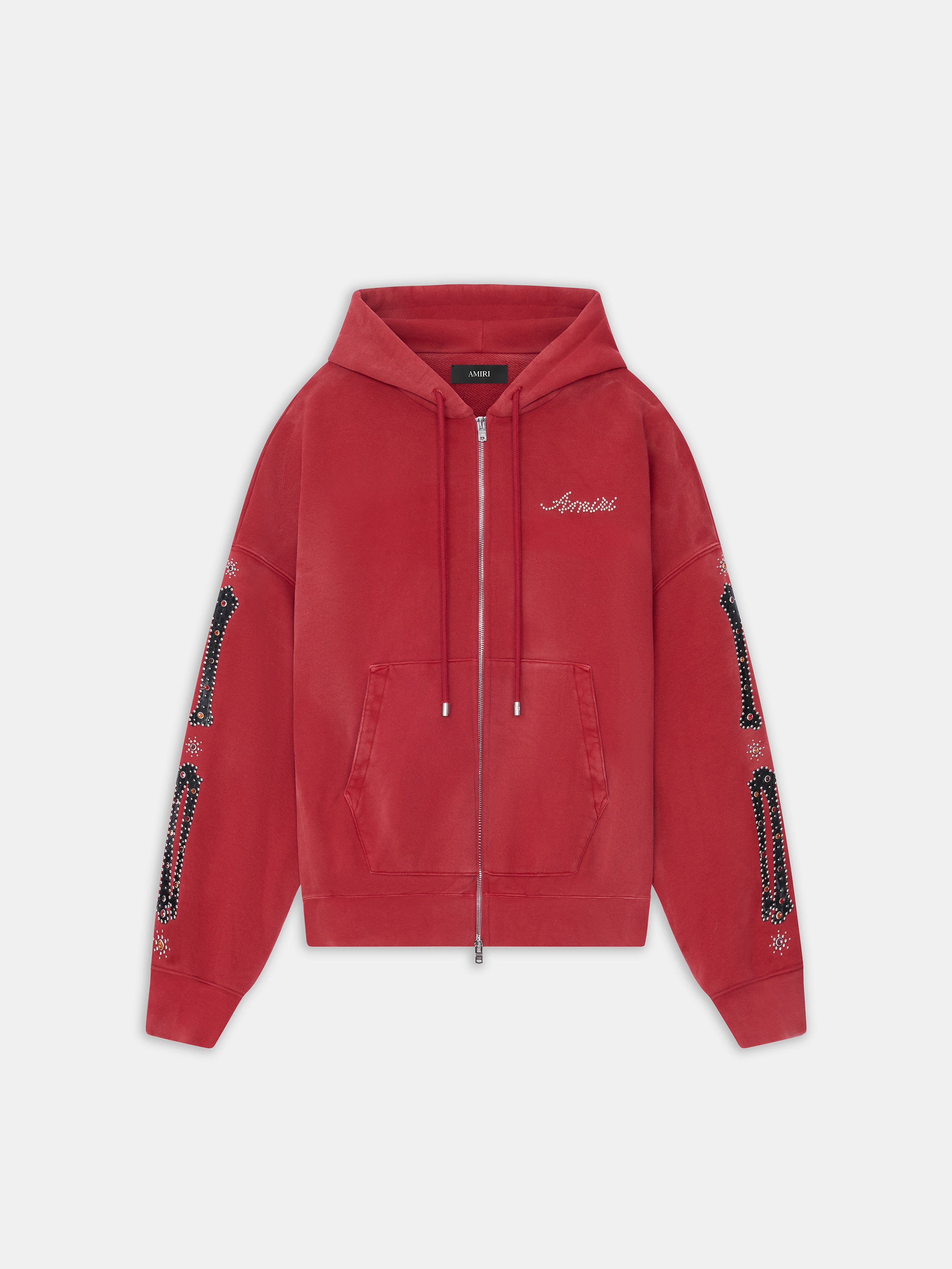 Product BONES STUDDED OVERSIZED ZIP HOODIE - Red Rose featured image