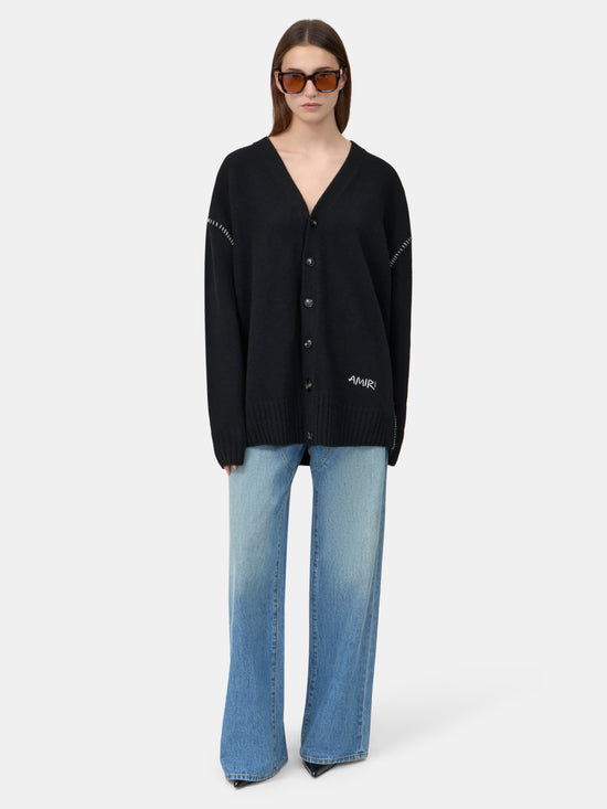WOMEN - WOMEN'S AMIRI WHIP STITCH CARDIGAN - Black - AMIRI