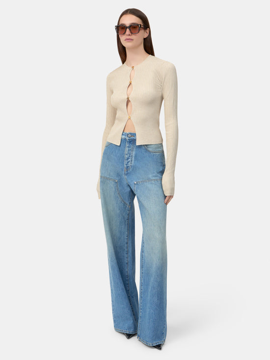 WOMEN - WOMEN'S MA HARDWARE CARDIGAN - Ivory - AMIRI