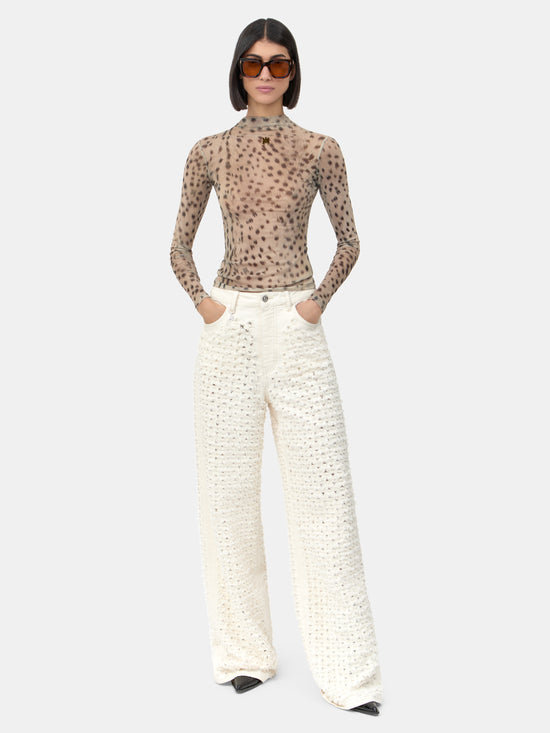WOMEN - WOMEN'S BOUCLE DENIM STRAIGHT JEAN - Ecru - AMIRI