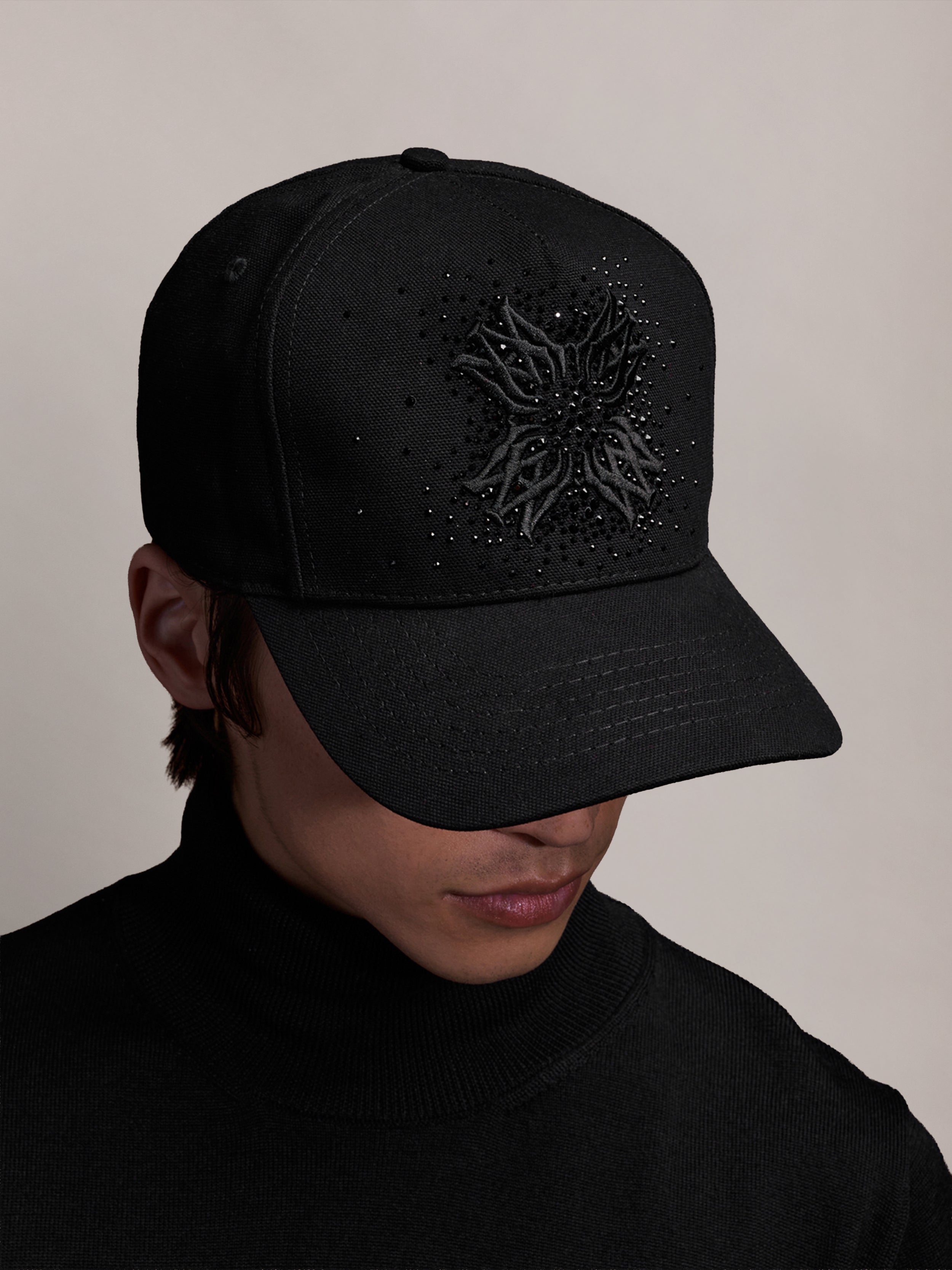 MA QUAD CRYSTAL CANVAS HAT - Black | AMIRI