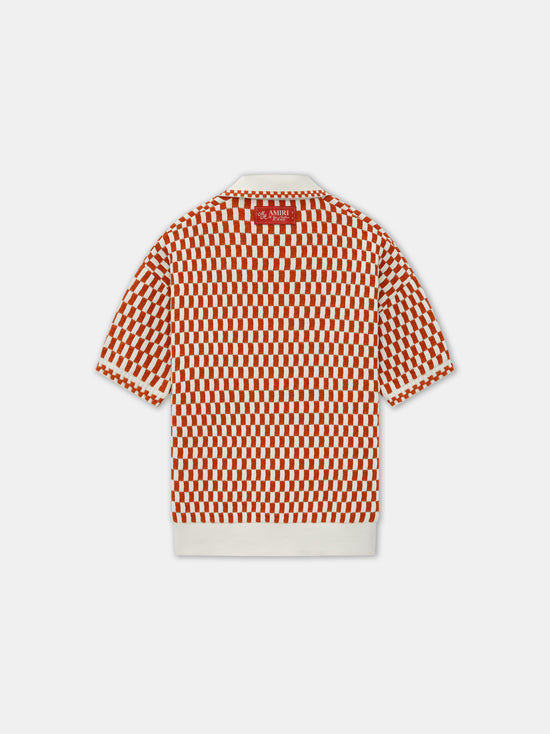 CHECKERED OVERSIZED POLO - Burnt Orange