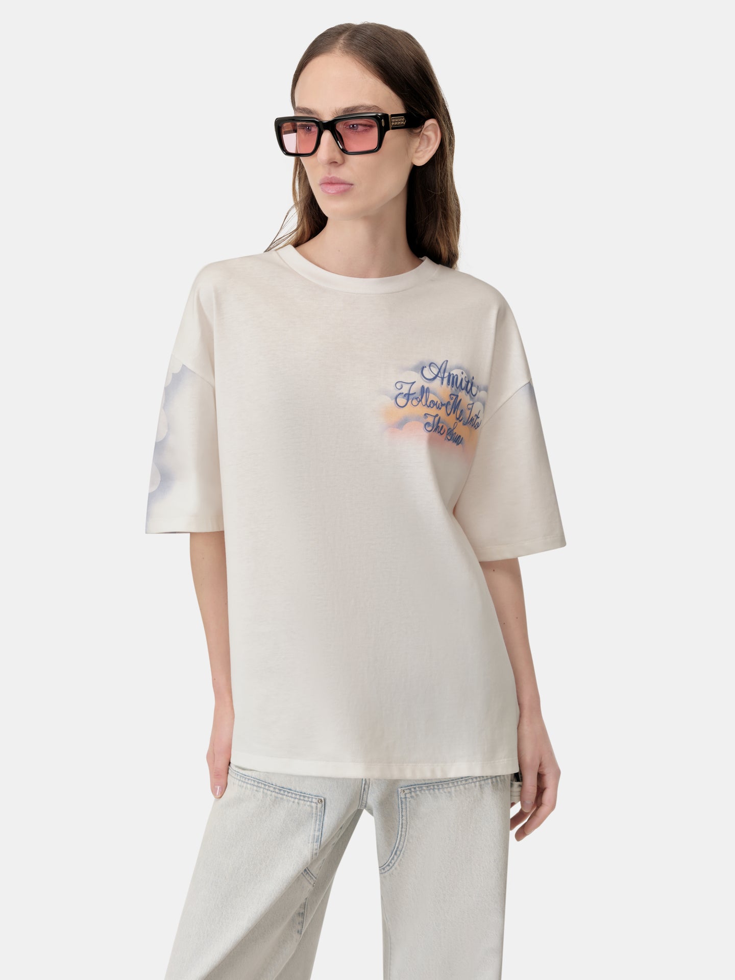 WOMEN - WOMEN'S FOLLOW ME OVERSIZED TEE - Ivory - AMIRI