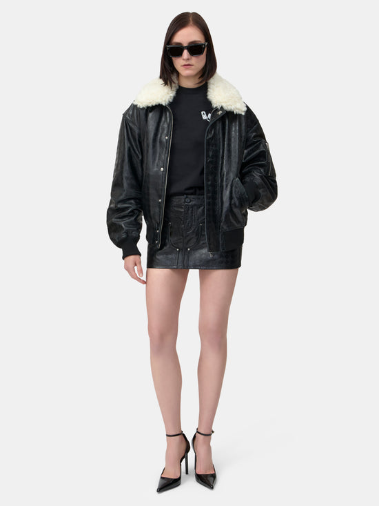WOMEN - WOMEN'S MA QUAD LEATHER SKIRT - Black - AMIRI
