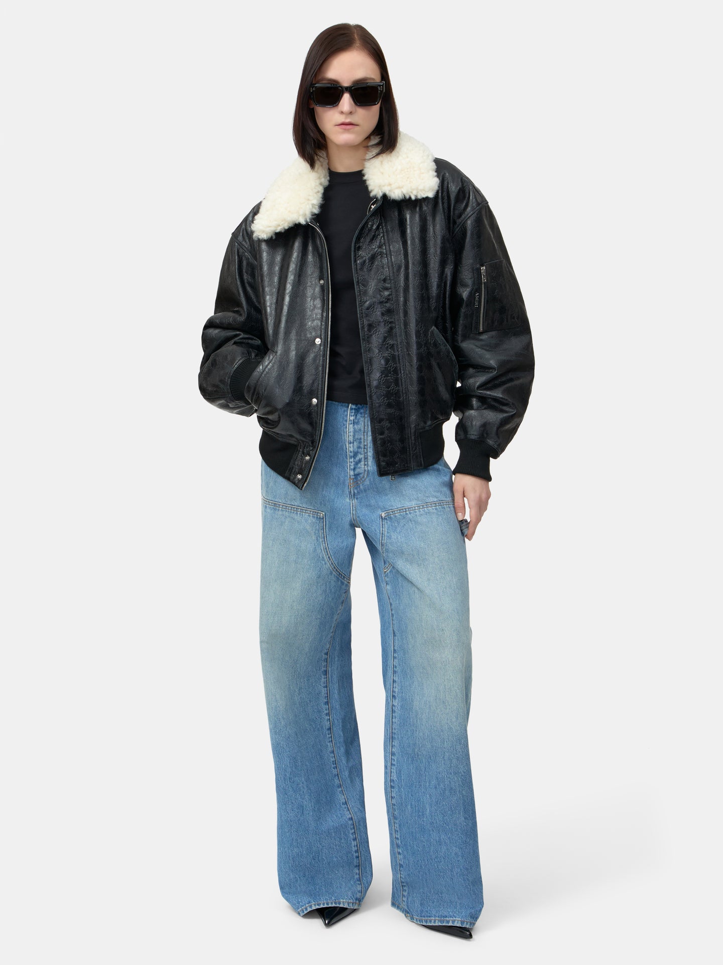 WOMEN - WOMEN'S MA QUAD LEATHER BOMBER JACKET - Black - AMIRI