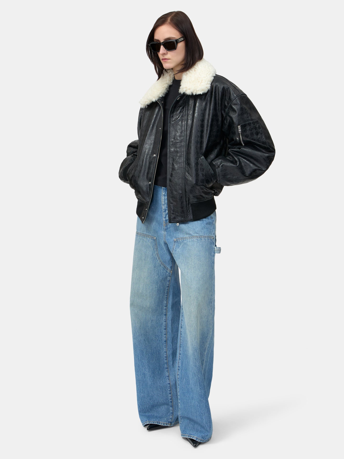 WOMEN - WOMEN'S MA QUAD LEATHER BOMBER JACKET - Black - AMIRI