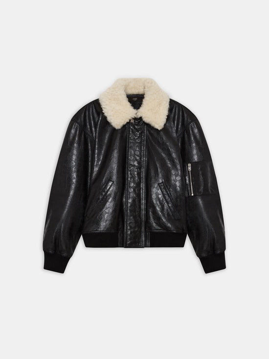 WOMEN - WOMEN'S MA QUAD LEATHER BOMBER JACKET - Black - AMIRI