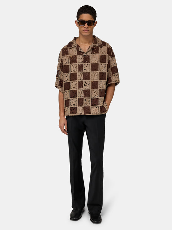 MA QUAD CHECKER OVERSIZED CAMP SHIRT - Earth - AMIRI