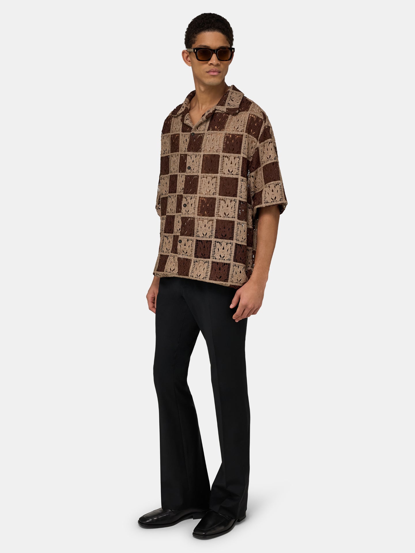 MA QUAD CHECKER OVERSIZED CAMP SHIRT - Earth - AMIRI