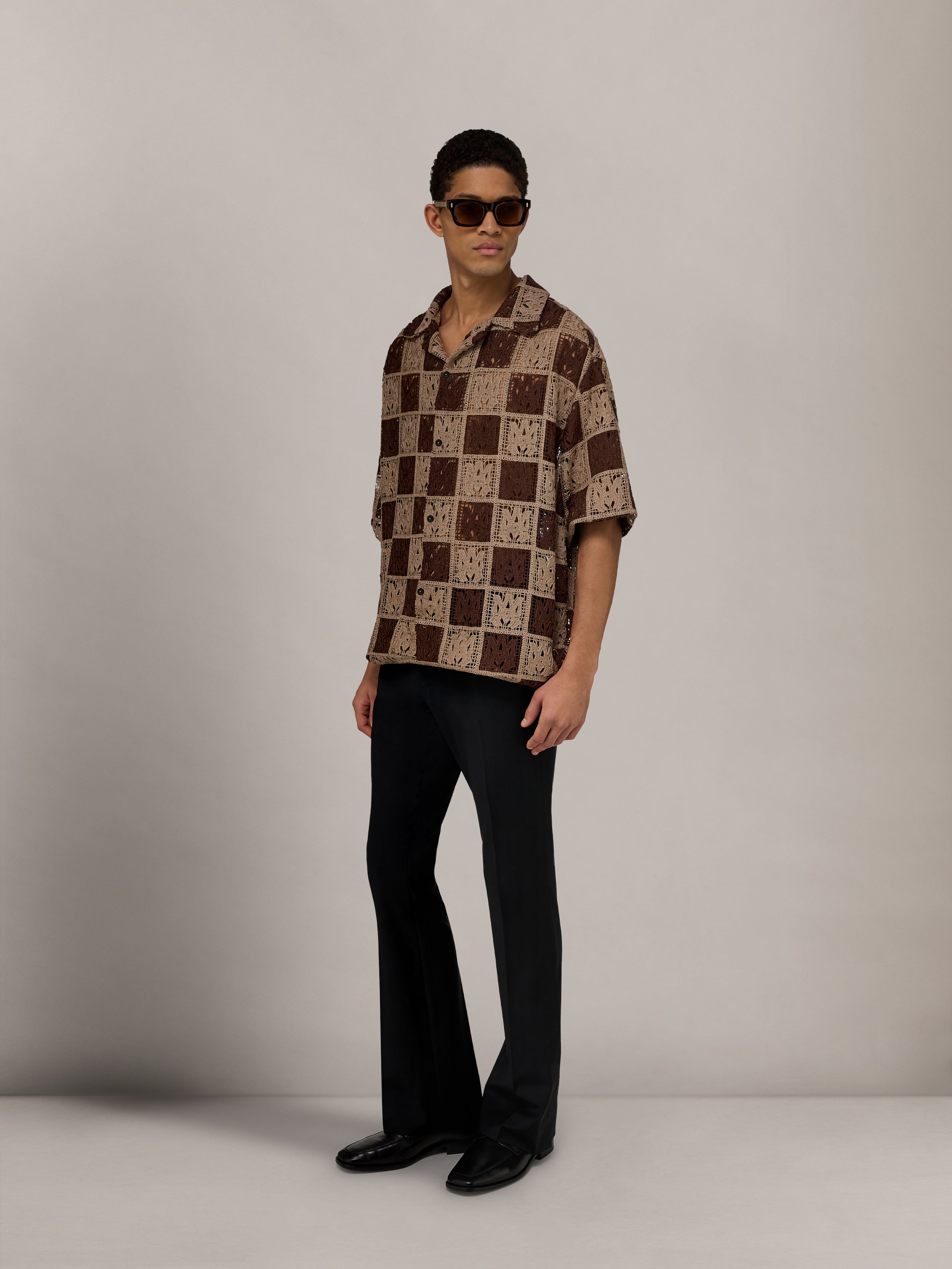 MA QUAD CHECKER OVERSIZED CAMP SHIRT - Earth – AMIRI