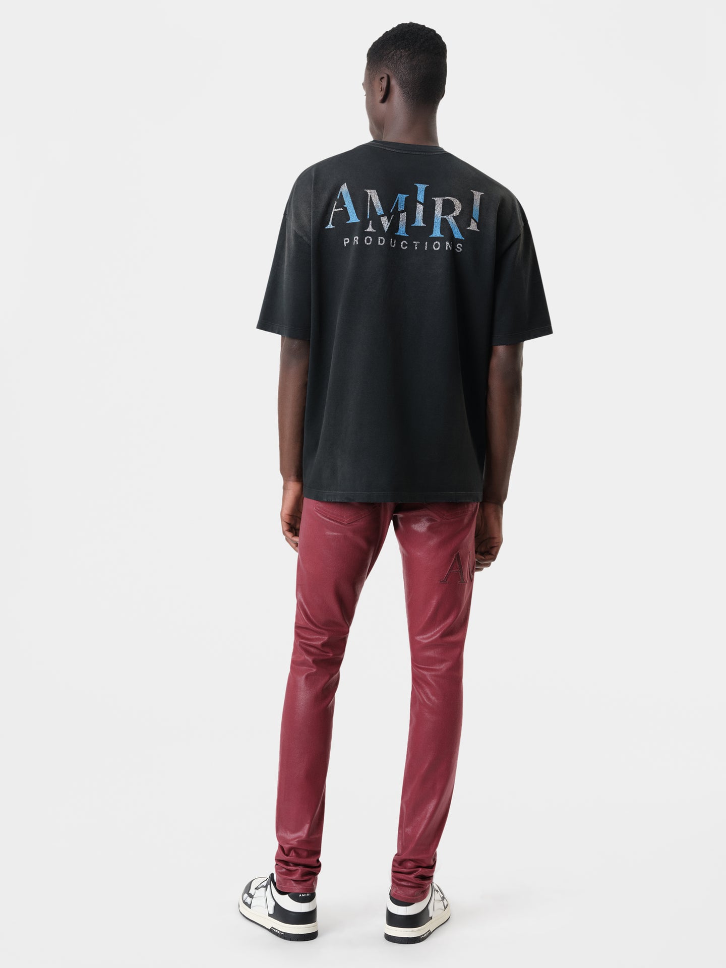 SERIF LOGO WAX SKINNY JEAN - Burgundy