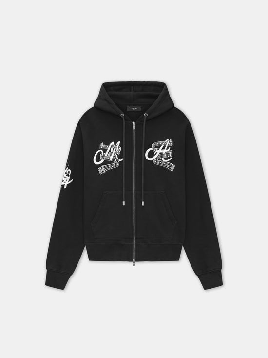 MUSIC CLUB ZIP UP HOODIE - Black