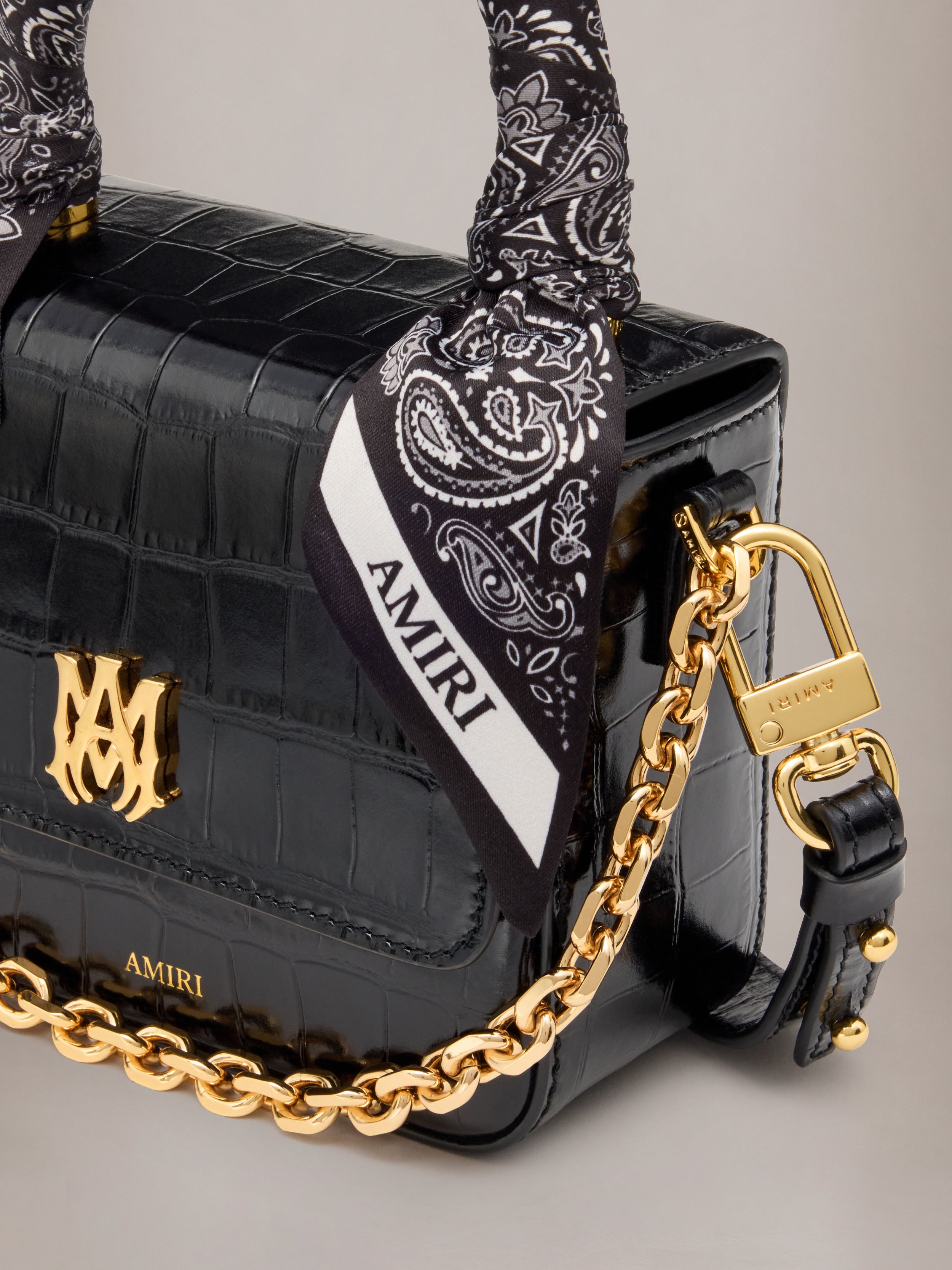 WOMEN - WOMEN'S CROC EMBOSSED MICRO MA BAG - BLACK | AMIRI