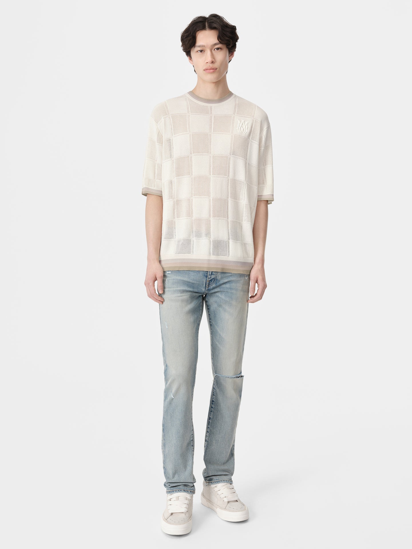 MA CHECKERED TEE - Birch