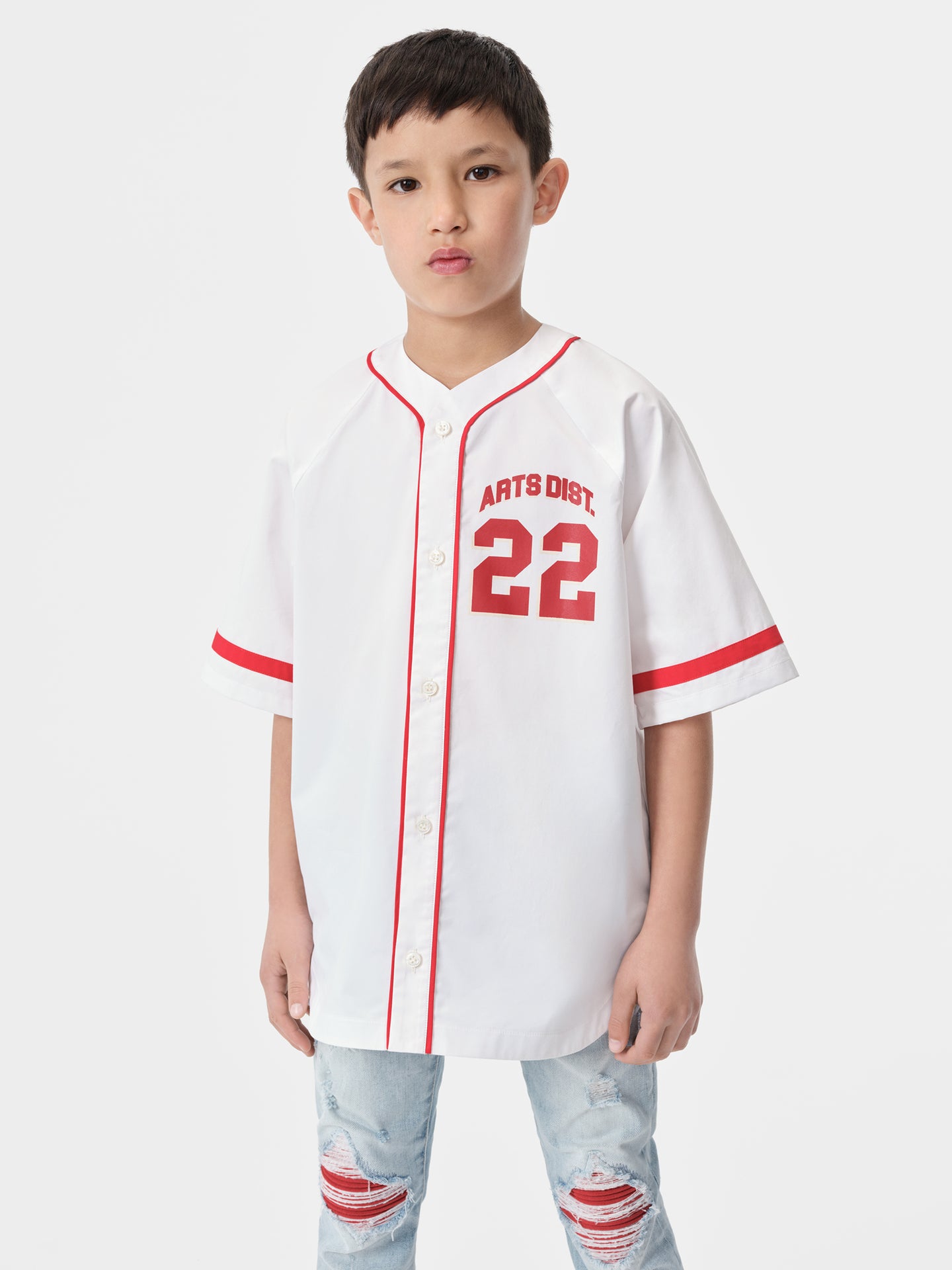 KIDS - KIDS' AMIRI 22 BASEBALL SHIRT - White